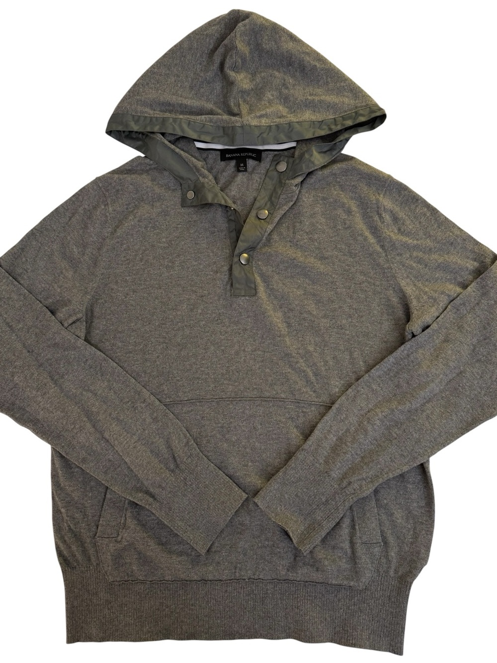 Banana Republic Charcoal Hooded Snap Pullover Sweater Men’s Medium
